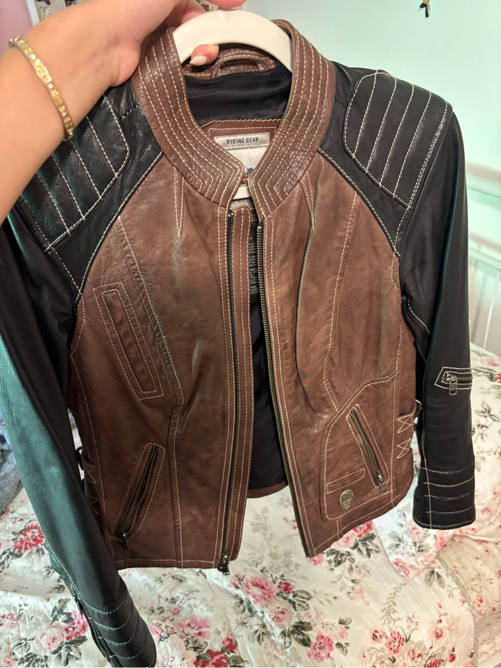 Harley-Davidson Brown and Black Two-Tone Leather Riding Jacket